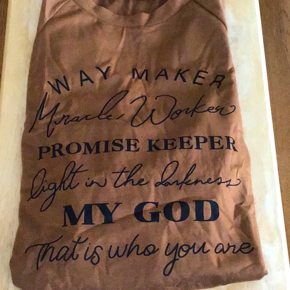 Brown, light sweatshirt, small, Faith based
